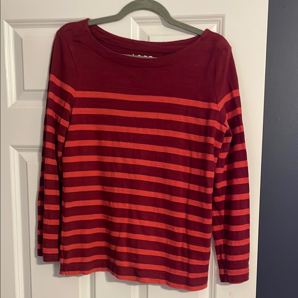 Red and Orange Striped Long Sleeve Top